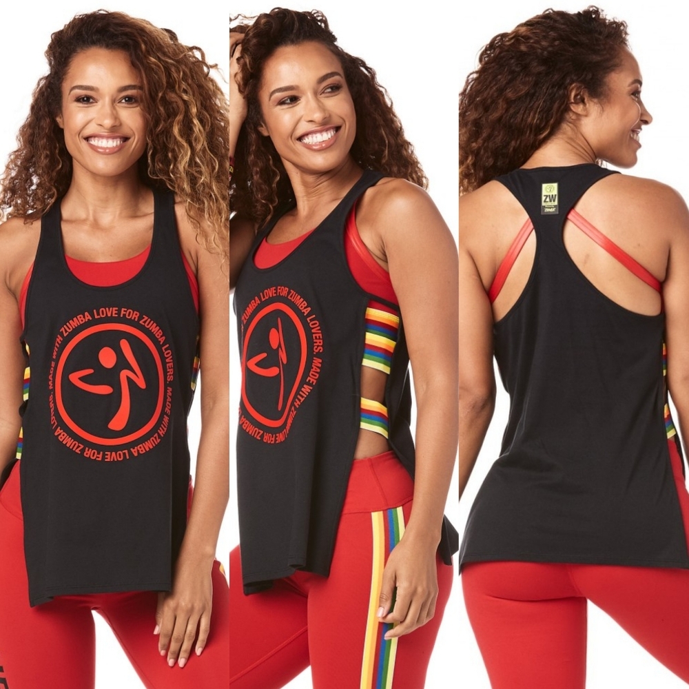 Made With Zumba Love Athletic Tank Black & Rainbow